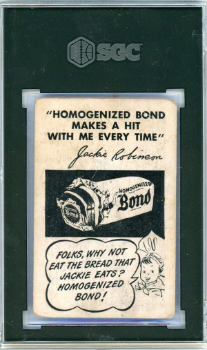 1947 Bond Bread Jackie Robinson Batting White Sleeves SGC 1 P1222 back
