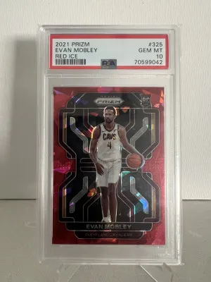 2021 Prizm Evan Mobley Red Ice PSA 10 front