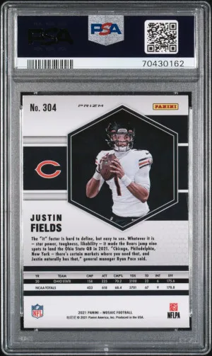 2021 Panini Mosaic Silver RC Justin Fields PSA 10 back