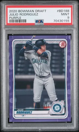 2020 Bowman Draft Purple /207/250 Julio Rodriguez PSA 9 front