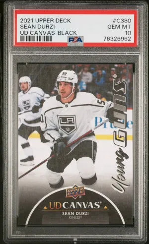 2021 Upper Deck Young Guns Black Canvas Sean Durzi PSA 10 front