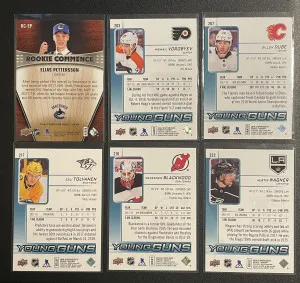 2018-19 Upper Deck Young Guns Lot (12) w Mackenzie Blackwood Eeli Tolvanen Dillon Dube Austin Wagner (8 more) + Rookie Commence Elias Pettersson back