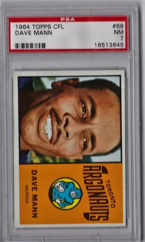 1964 Topps CFL Dave Mann #69 PSA 7 P1253 front