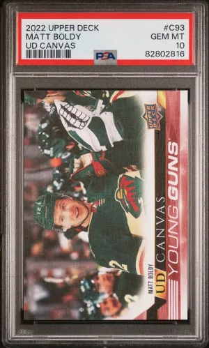 2022-23 UPPER DECK MATT BOLDY YOUNG GUNS CANVAS PSA 10 GEM MINT front