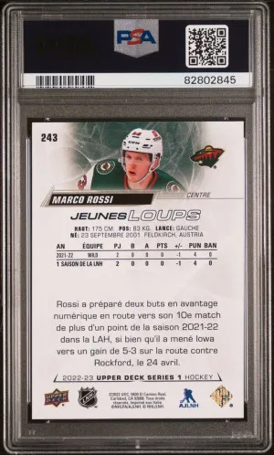 2022-23 UPPER DECK MARCO ROSSI YOUNG GUNS FRENCH PSA 10 GEM MINT back