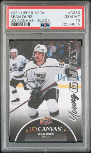 2021-22 UPPER DECK SEAN DURZI YOUNG GUNS CANVAS BLACK PSA 10 GEM MINT front