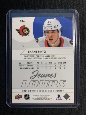2021-22 UPPER DECK SHANE PINTO YOUNG GUNS FRENCH back