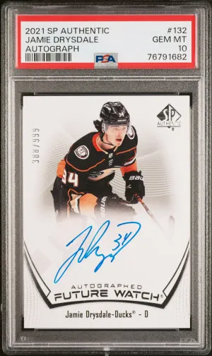 2021 SP Authentic Jamie Drysdale Anaheim Ducks #132 Future Watch Auto PSA 10 front