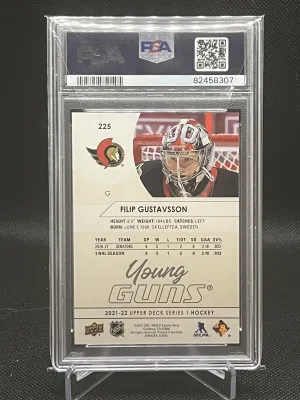 Filip Gustavsson Speckled Rainbow Young Guns PSA 10 back