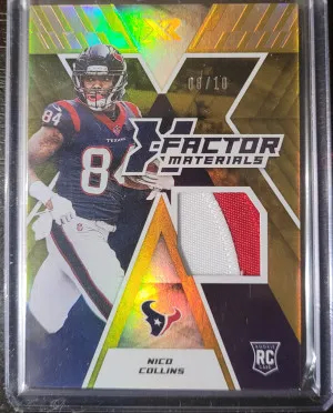 2021 PANINI XR X-FACTOR MATERIALS GOLD NICO COLLINS /10 front