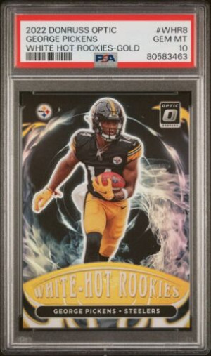 2022 Panini Donruss Optic White Hot Rookies True Gold /10 George Pickens PSA 10 front