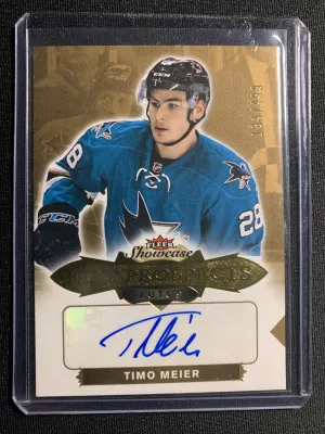 2016-17 FLEER SHOWCASE TIMO MEIER HOT PROSPECTS AUTO /499 front