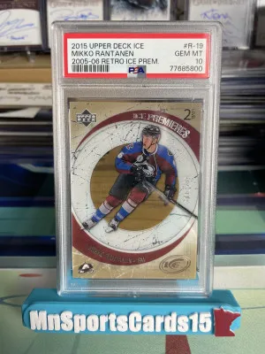 2015-16 UD Ice Mikko Rantanen Ice Premieres Rookie 05-06 Retro 301/799 PSA Gem Mt 10 #R-19 front