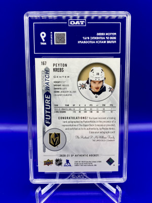2020-21 SP Authentic Peyton Krebs FWA back