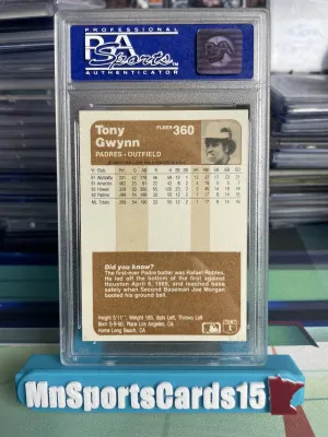 1983 Fleer Tony Gwynn Rookie #360 PSA NM-MT 8 back