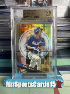 2015 Bowman’s Best Corey Seager Top Prospects Gold Refractor 02/50 #TP1 BGS Gem Mint 9.5 front