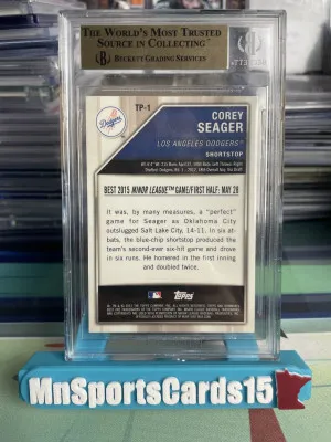 2015 Bowman’s Best Corey Seager Top Prospects Gold Refractor 02/50 #TP1 BGS Gem Mint 9.5 back