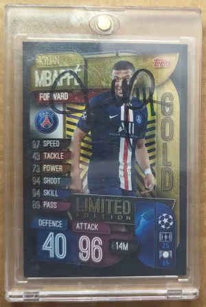 Topps Match Attax Signed Trading Card Kylian Mbappe Auto - NO COA front