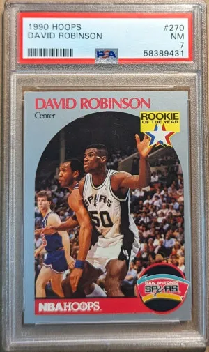 1990 NBA Hoops Rookie Of The Year David Robinson RC #270 San Antonio Spurs PSA 7 front