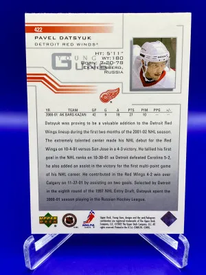 2002 Pavel Datsyuk Young Guns retail back