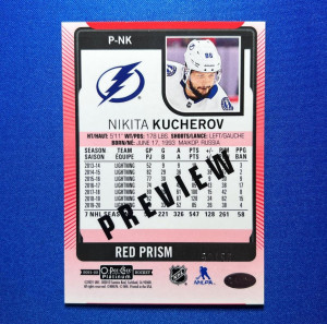 2021-22 O-Pee-Chee Nikita Kucherov Platinum Preview Red Prism 50/50 #P-NK back