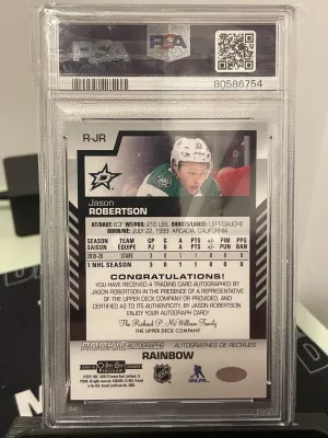 2020-21 OPC Platinum Rookie Auto Rainbow Jason Robertson PSA 10 back