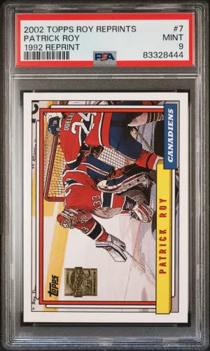2002 Topps Patrick Roy Reprints #7 1992 Reprint PSA 9 POP 1 front