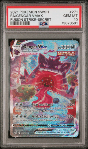 2021 Pokemon Fusion Strike Fa Gengar Vmax #271 Secret PSA 10 front