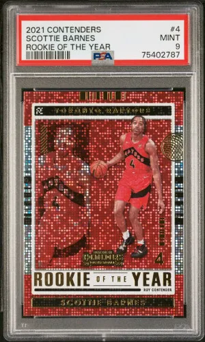 2021-22 Contenders Scottie Barnes Rookie of the Year #4 psa 9 front