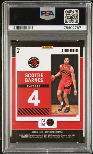 2021-22 Contenders Scottie Barnes Rookie of the Year #4 psa 9 back
