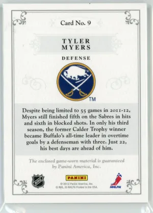 2011-12 Dominion #9 Tyler Myers Jersey Prime 9/25 back