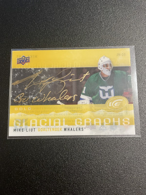 2014-15 Upper Deck Ice Glacial Graphs GG-ML Mike Liut Autograph Whalers front