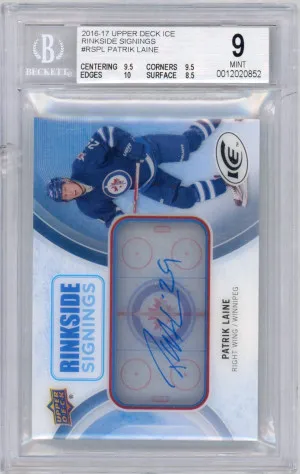 2016-17 Upper Deck Ice Ringside Signings #RSPL Patrik Laine BGS 9 MINT, Auto Grade 10 front
