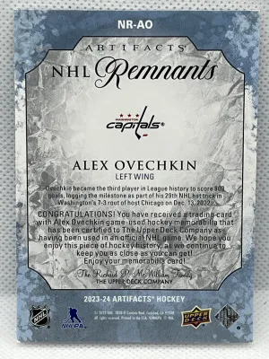 ALEX OVECHKIN 2023-24 Upper Deck Artifacts #NR-AO NHL REMNANTS Jersey Swatch back