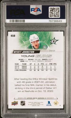 2022 Upper Deck Wyatt Johnston #459 PSA 10 back