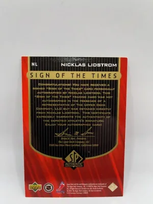 1997-98 SP AUTHENTIC Sign of the Times Nicklas Lidstrom auto back
