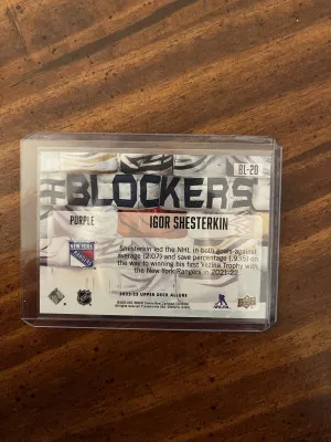 22-23 Allure Igor Shesterkin Blockers - Purple parallel 8/10 back