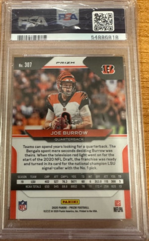 2020 Panini Prizm Joe Burrow Orange Prizm back