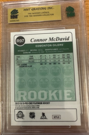 2015-16 O PEE CHEE PLATINUM RETRO ROOKIE CONNOR MCDAVID back