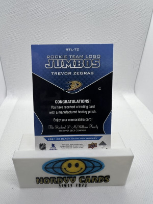 2021-22 Upper Deck Black Diamond Trevor Zegras #RTL-TZ Rookie Jumbo Patch RC back
