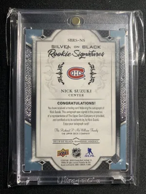 2019-20 UPPER DECK BLACK DIAMOND NICK SUZUKI SILVER ON BLACK ROOKIE SIGNATURES SPECTRUM /99 back