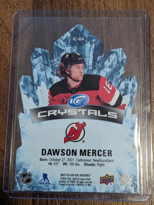 Dawson Mercer Rookie Ice Crystals 2021-22 Ice back