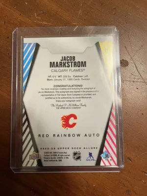 22-23 UD Allure Jacob Markstrom Red Rainbow Auto back