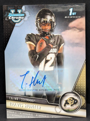 2023 Bowman Chrome University Prospect Autographs Insert #36 Travis Hunter Bills front