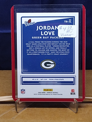 Donruss Jordan Love #TR-JL Rookie Insert back