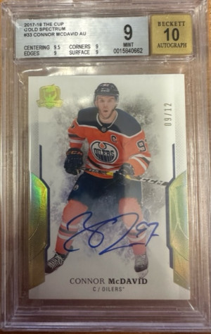 2017-18 UPPER DECK THE CUP GOLD SPECTRUM CONNOR MCDAVID BGS 9 front