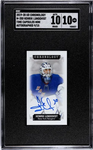 2019 Upper Deck Henrik Lundqvist Time Capsule Mini Auto /15 #M-280 front