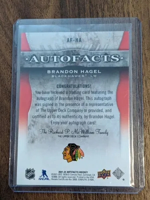 Brandon Hagel Autofacts AF-HA 2021-22 Artifacts back