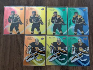 Brad Marchand and Jeremy Swayman Color Flow rainbow lot - 2022-23 Allure front
