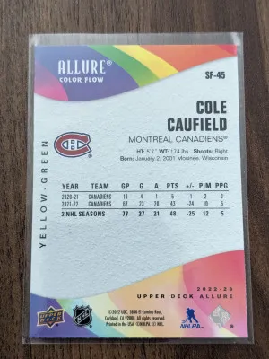 Cole Caufield Color Flow Yellow Green rainbow 2022-23 Allure back